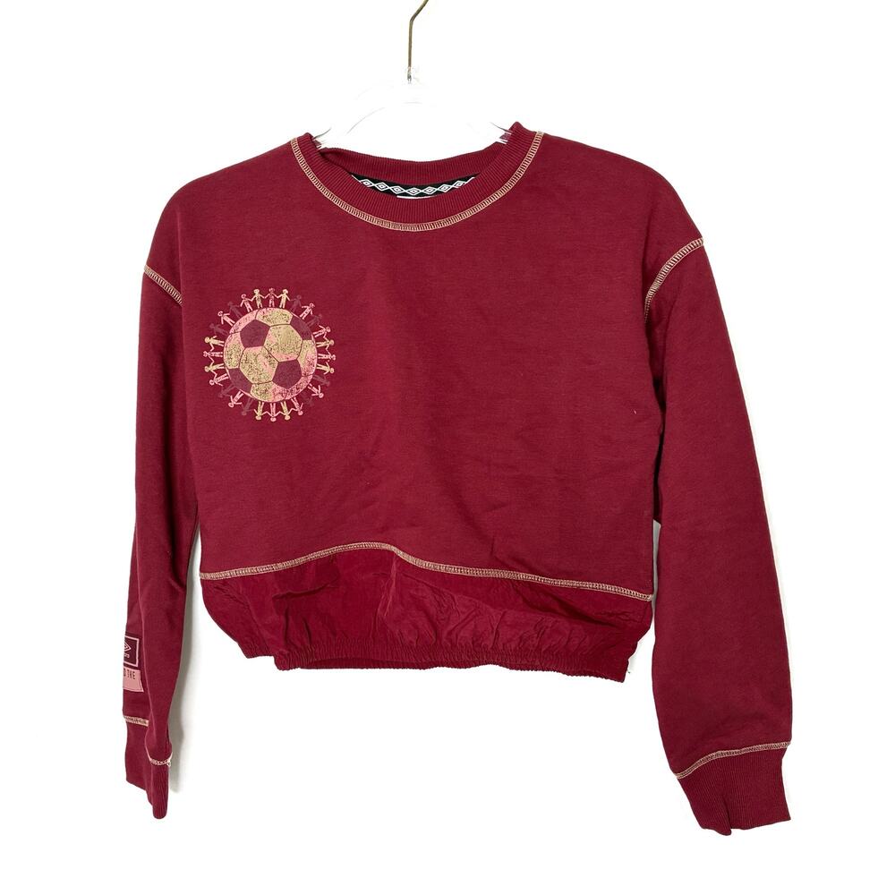 Umbro Red Soccer Beyond The Pitch Cropped Sweatshirt Top Womens Medium